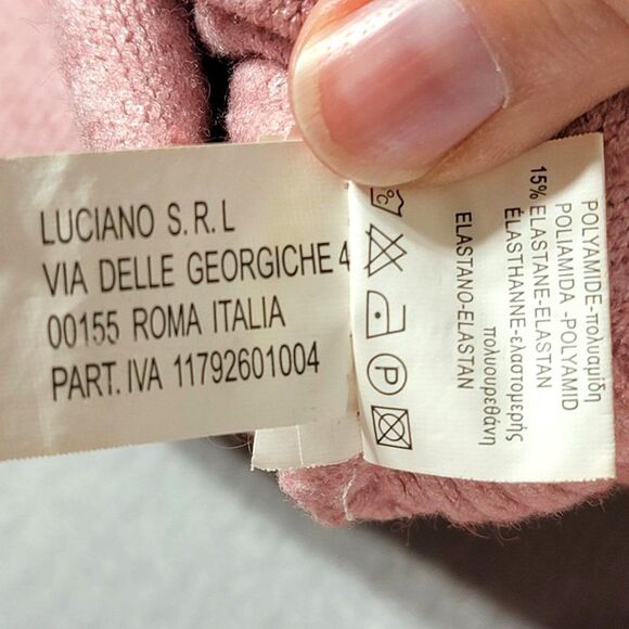 Evelin Italian Cable Knit Sweater Womens M Pink Vneck Long Sleeve Modal Barbie - Picture 8 of 10